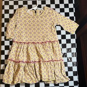 Tea Collection Floral Yellow and Pink Kids Dress 100% Cotton
